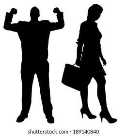 Vector silhouette of a people on a white background.