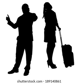 Vector silhouette of a people on a white background.