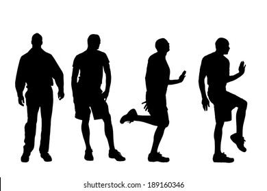 Vector silhouette of people on a white background. 