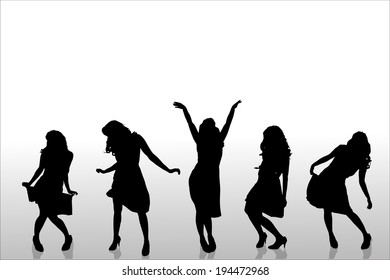 Vector silhouette of a people on a white background.