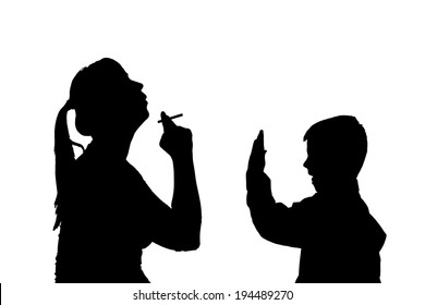 Vector silhouette of a people on a white background.