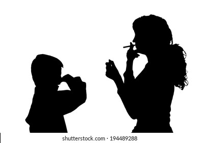 Vector silhouette of a people on a white background.