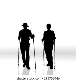 Vector silhouette of people on a white background. 