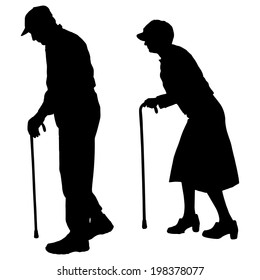 Vector silhouette of a people on a white background.