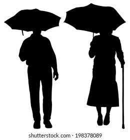 Vector silhouette of a people on a white background.