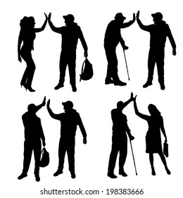Vector silhouette of a people on a white background.