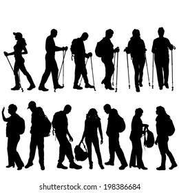 Vector silhouette of a people on a white background.