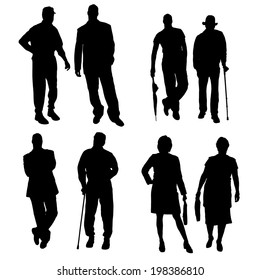 Vector silhouette of a people on a white background.