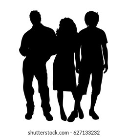 Vector silhouette of people on white background.