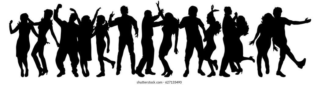 Vector silhouette of people on white background.