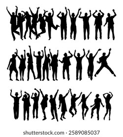 vector silhouette people party dance