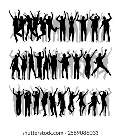 vector silhouette people party dance illustration