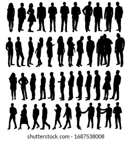 vector silhouette people set