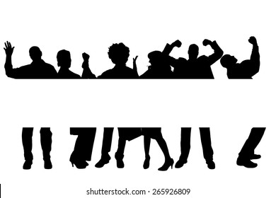 Vector silhouette of a people with a sign for text.