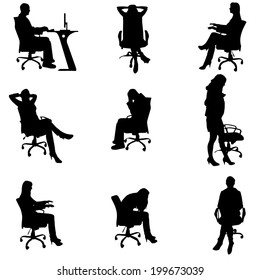 Vector silhouette of people sitting on a chair.