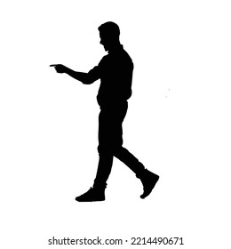 vector silhouette of people walking, black color isolated on white background