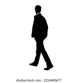 vector silhouette of people walking, black color isolated on white background