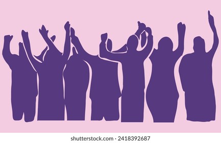 Vector silhouette of people watching a concert.