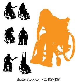 Vector silhouette of a people in a wheelchair.