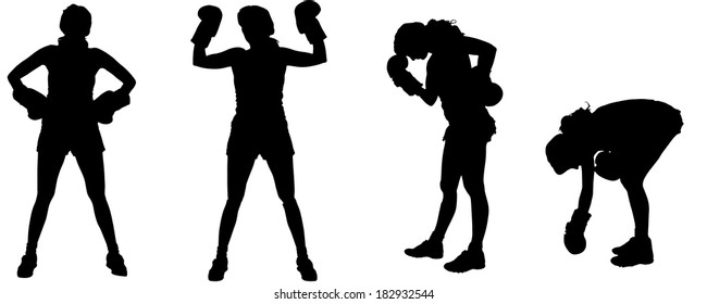 Vector silhouette of a people who boxes.
