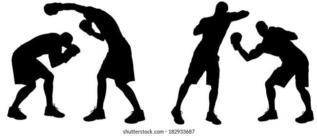 Vector silhouette of a people who boxes.
