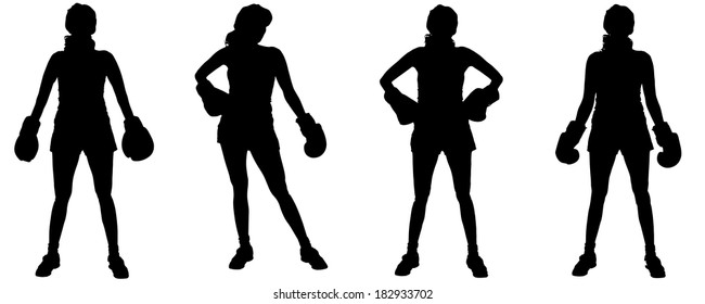 Vector silhouette of a people who boxes.
