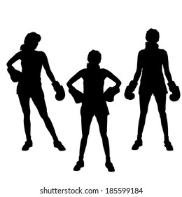 Vector silhouette of a people who boxes.