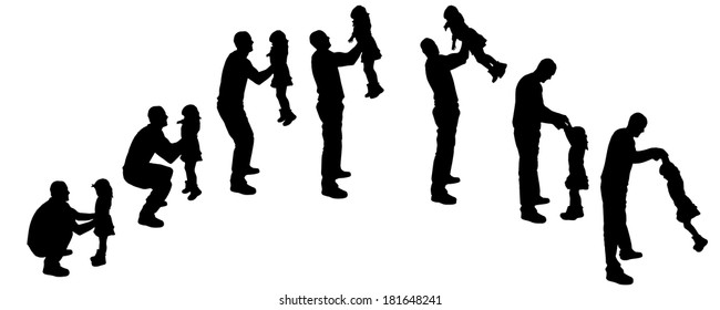 Vector silhouette of people who dance on a white background. 