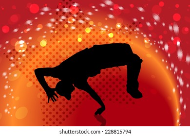 Vector silhouette of people who dancing on disco.