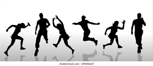 Vector silhouette of a people who jump. 