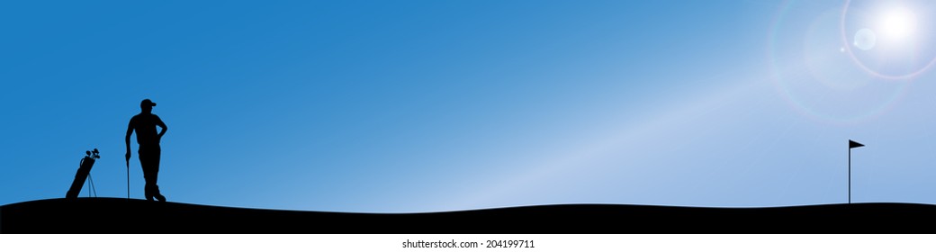Vector silhouette of people who play golf.