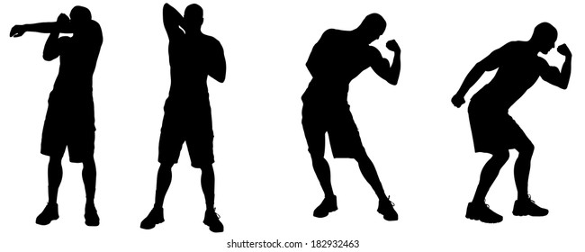 Vector silhouette of a people who practices on white background. 