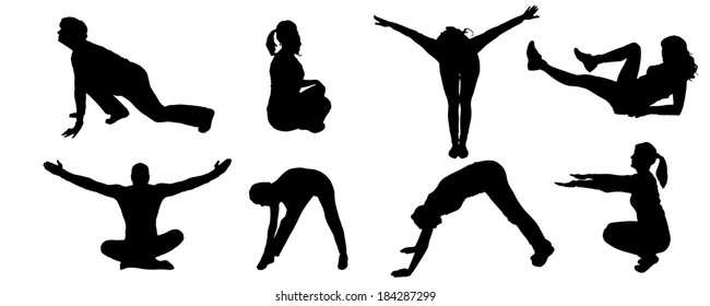 Gymnastics Poses Silhouette Set Flexible Gymnast Stock Illustration 1067667125