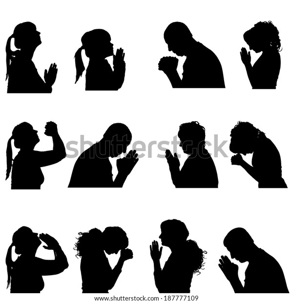 Vector Silhouette People Who Pray On Stock Vector (Royalty Free ...