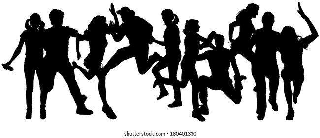 Vector silhouette of a people who runs a white background.