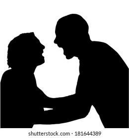 Vector silhouette of people who are screaming at each other.