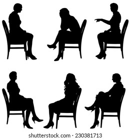 Vector silhouette of people who sit in the chair.