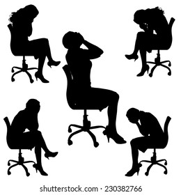 Vector silhouette of people who sit in the chair.