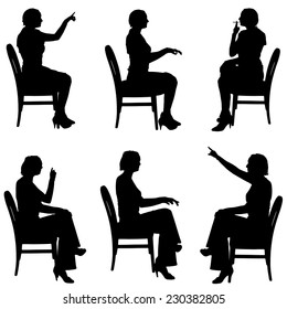 Vector silhouette of people who sit in the chair.