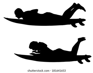 Vector silhouette of a people who surfs.