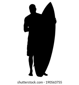 Vector silhouette of a people who surfs.