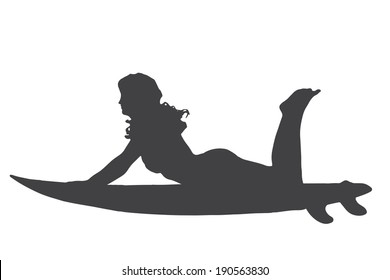 Vector silhouette of a people who surfs.
