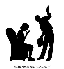 Vector silhouette of people who were arguing.
