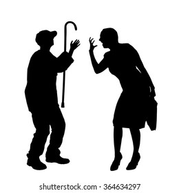 Vector silhouette of people who were arguing.