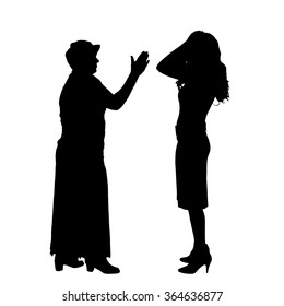 Vector silhouette of people who were arguing.