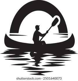 vector silhouette of a person with a paddle