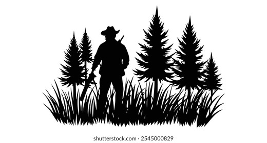 Vector silhouette of a person in a park	