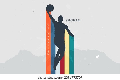 vector silhouette of a person playing basketball in a jumping pose. basketball sport concept design. sports athlete playing basketball