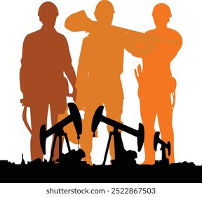 vector silhouette of petroleum mine worker