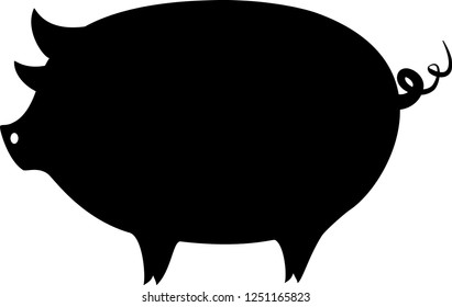 Vector silhouette of a pig